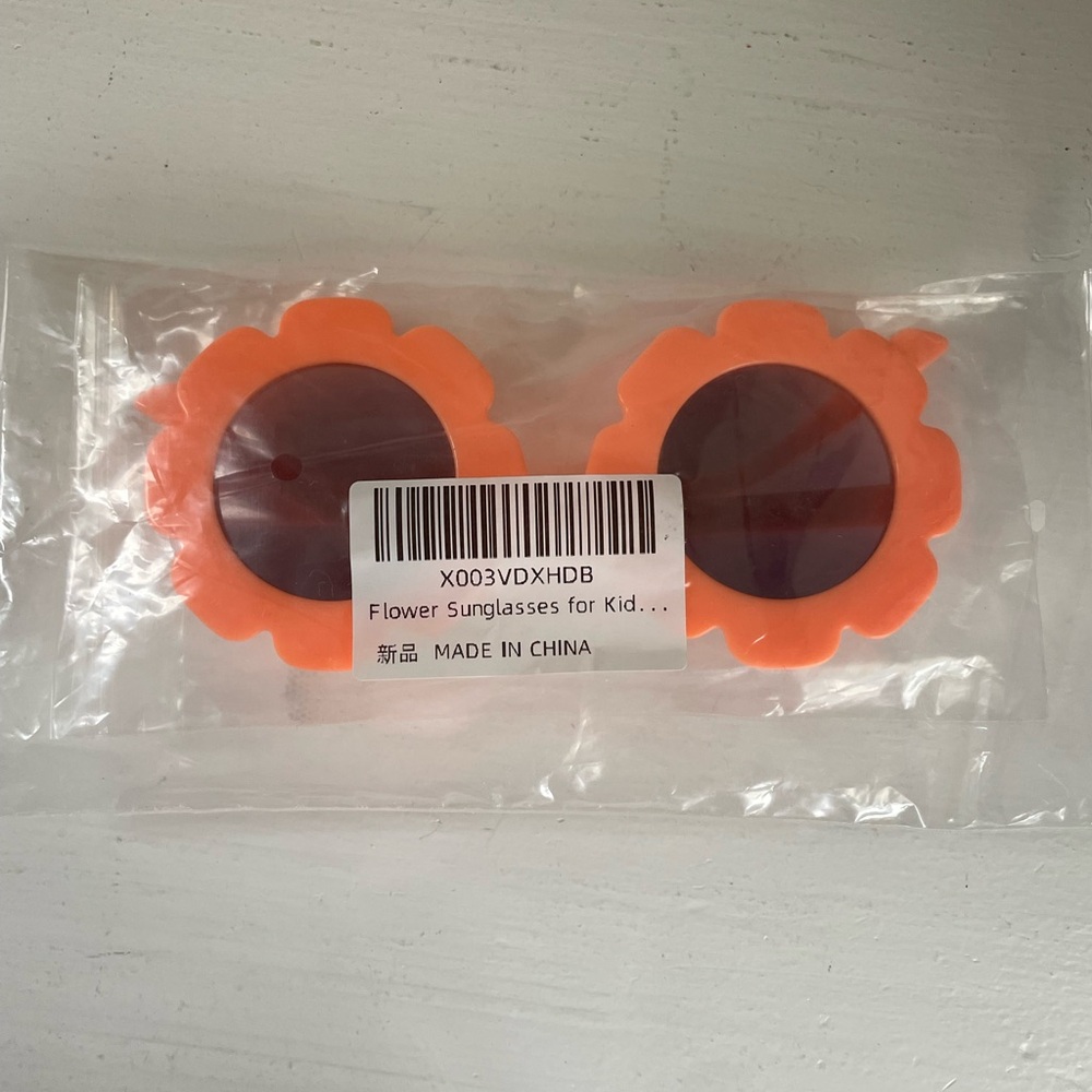 Orange/Pink Flower Kids Sunglasses